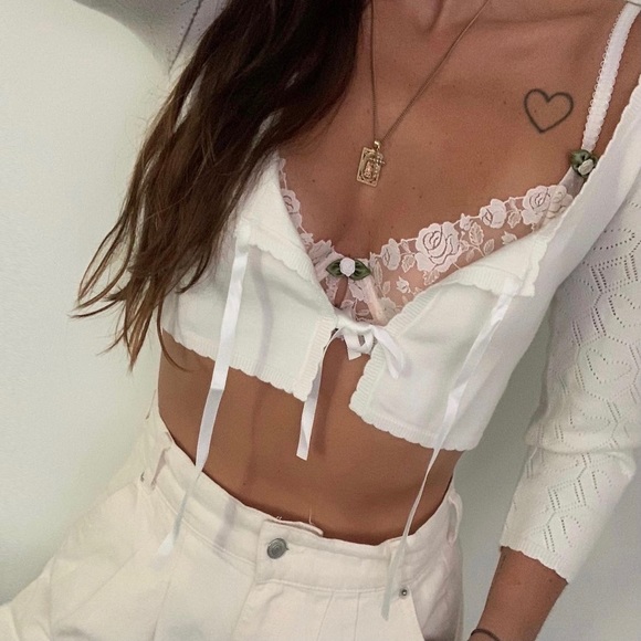 For Love And Lemons Tops - For Love & Lemons Pointelle Knit Cardigan